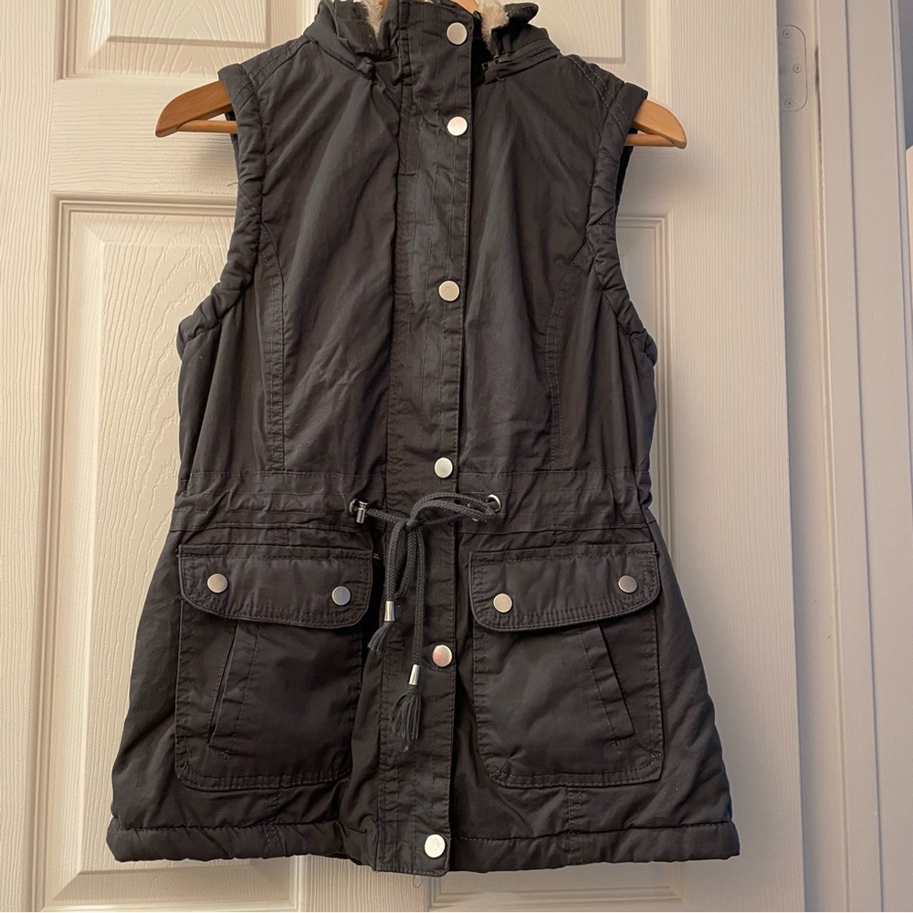 YMI Cotton/Fleece Lined Vest Hoodie Utility Jacket Zip Up